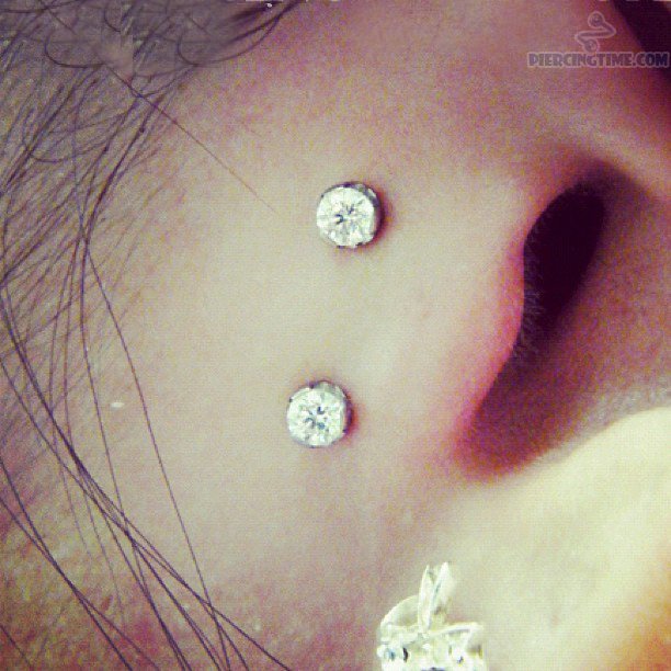 Silver Dermal Anchors Surface Tragus Piercing