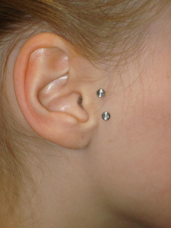 Silver Dermals Surface Tragus Piercing