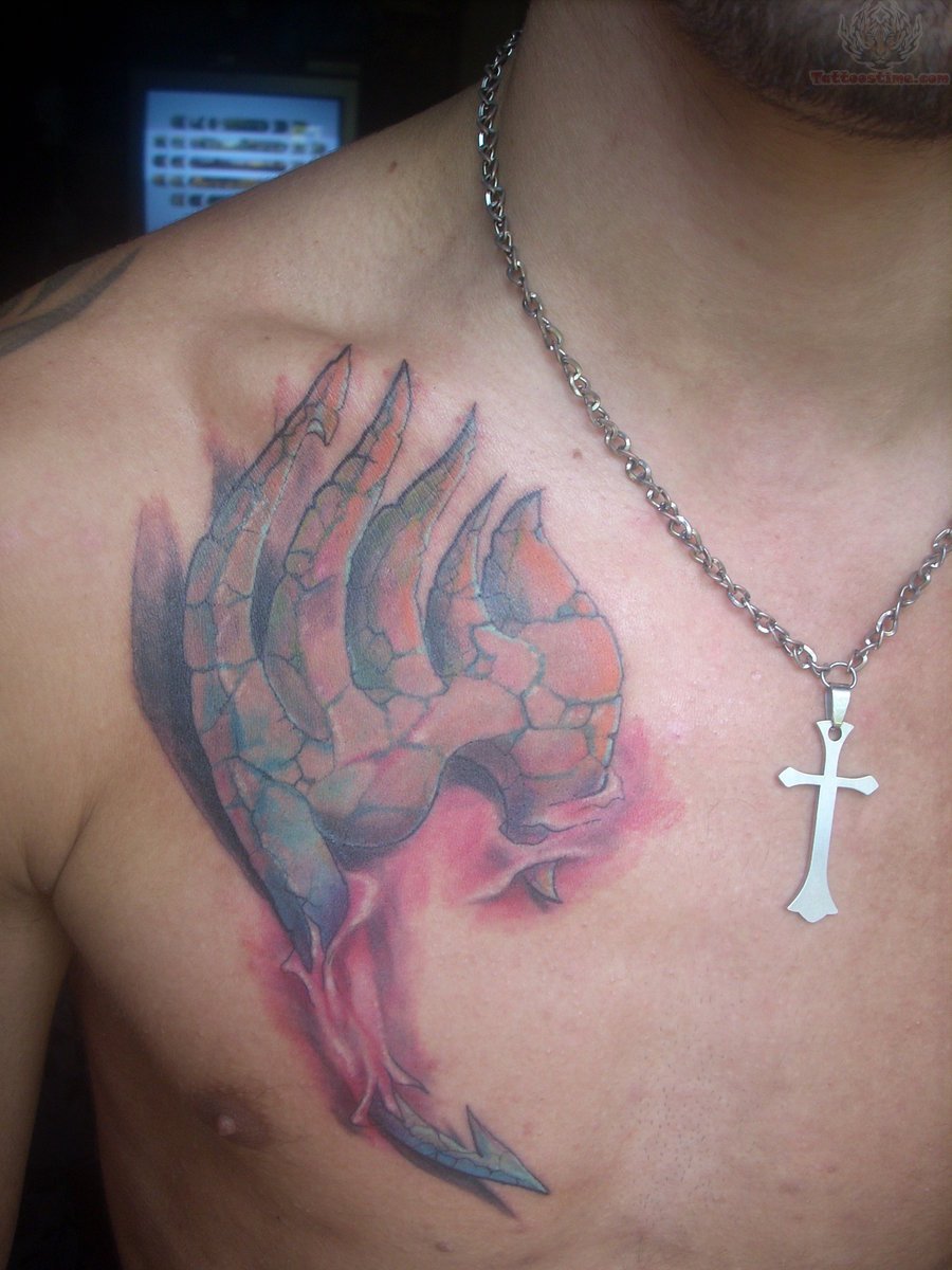 3D Fairy Tail Tattoo On Chest For Men