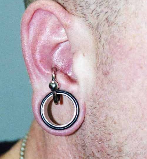 Awesome Stretched Lobe Piercing For Men