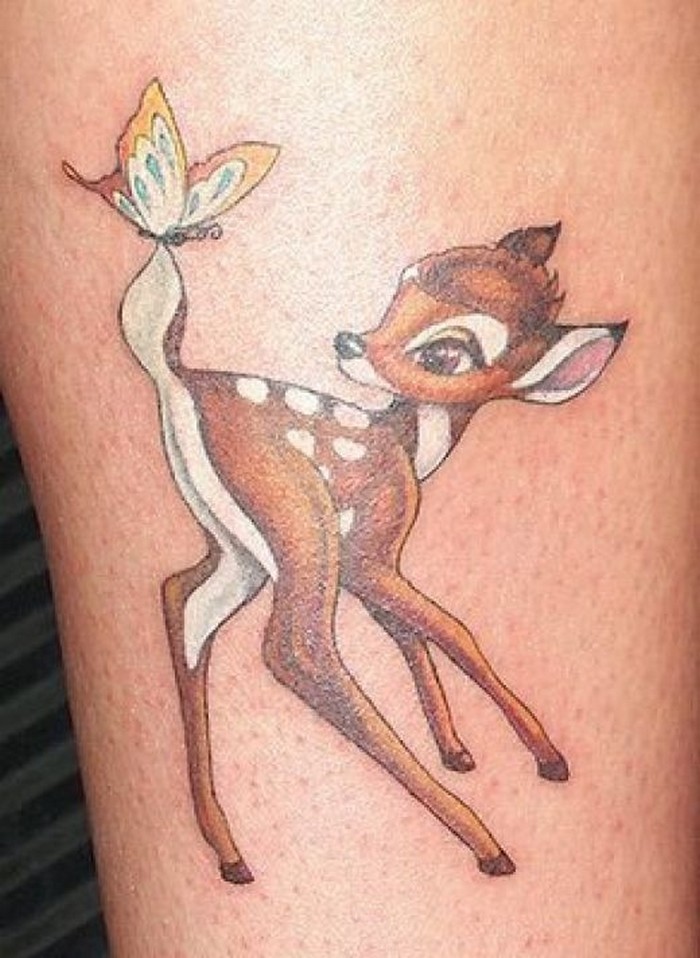 Butterfly On Deer Tail Tattoo