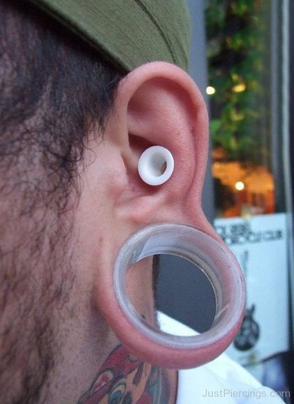 Conch And Stretched Lobe Piercing For Men