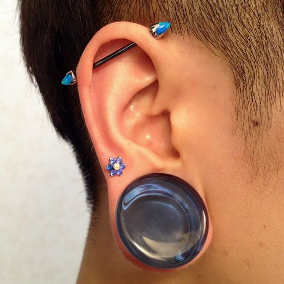 Industrial and Stretched Lobe Piercing