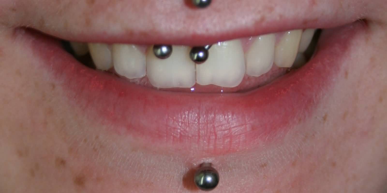 Labret Piercing And Lip Frenulum Piercing