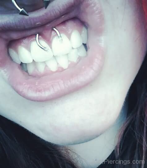 Lip Frenulum Piercing With Circular Ring