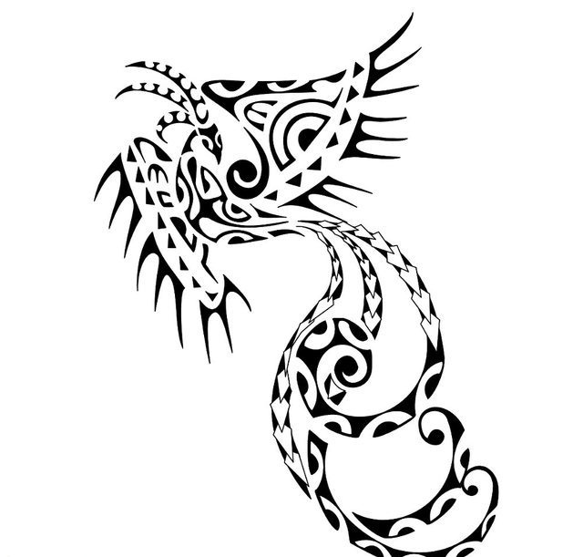 Maori Phoenix With Curly Tail Tattoo Design