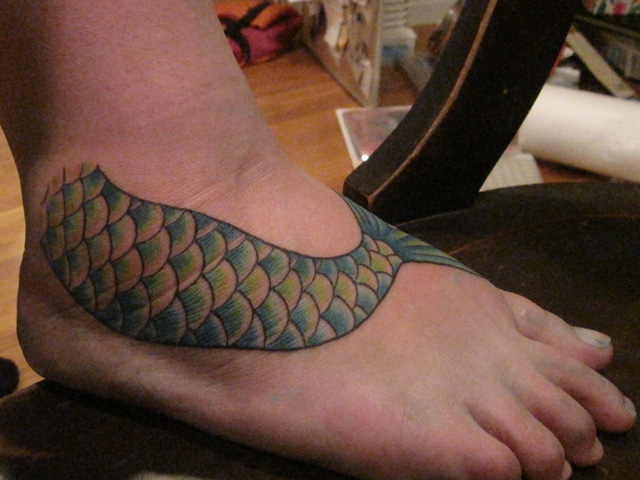 Mermaid Tail Tattoo On Foot