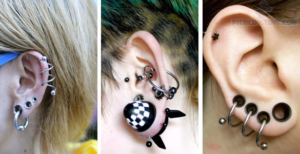 Multiple Ear Piercing And Stretched Lobe Piercing Ideas