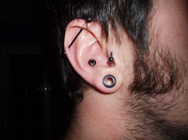 Nice Stretched Lobe Piercing For Men