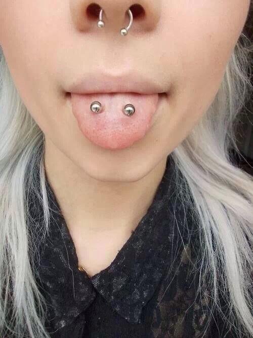 Nose Septum And Scoop Piercing With Silver Barbell