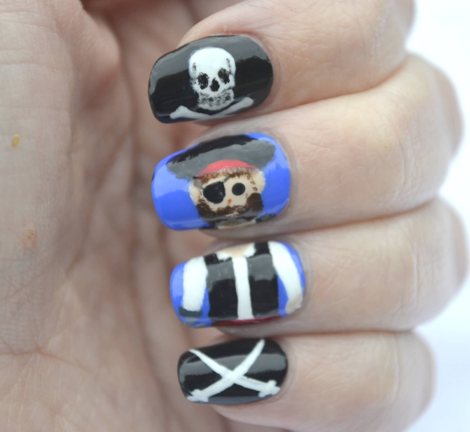 Pirate And Skull Nail Art Design Idea