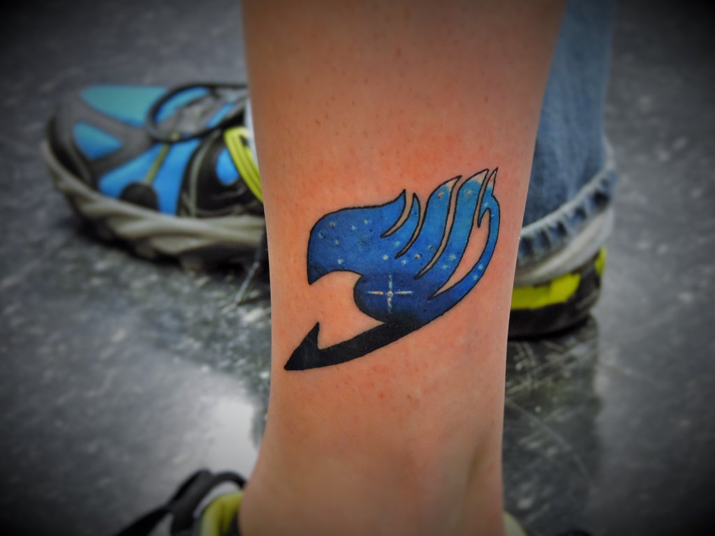 Shinning Fairy Tail Logo Tattoo On Ankle