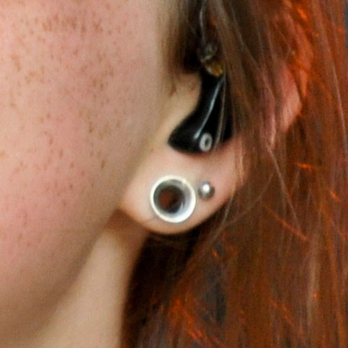 Silver Gauge Stretched Lobe Piercing For Girls