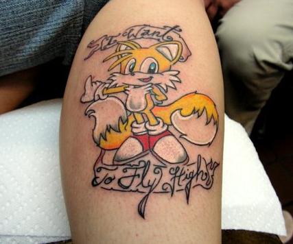 Tails Of Sonic Tattoo On Leg