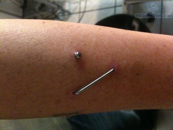 Amazing Pocketing Piercing On Right Arm