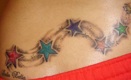 Colorful Stars Tailbone Tattoo