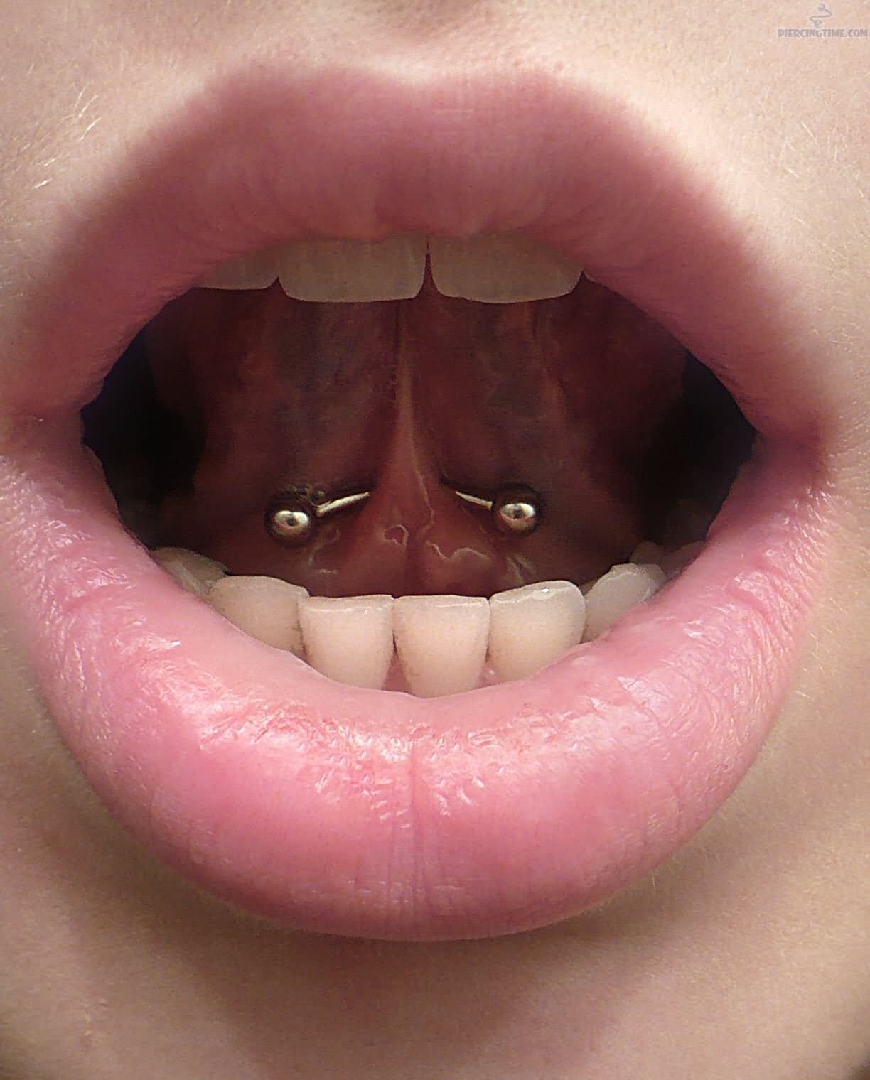 Curved Silver Barbell Tongue Rim Piercing