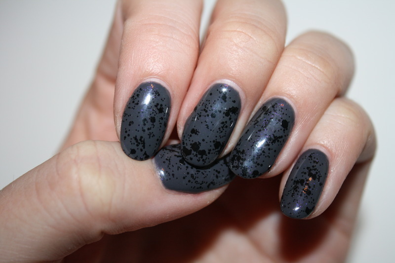 Dark Gray Black Color Splatter Nail Art