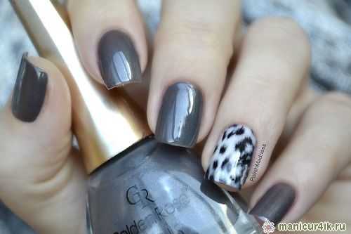 Dark Gray Glossy nail Art