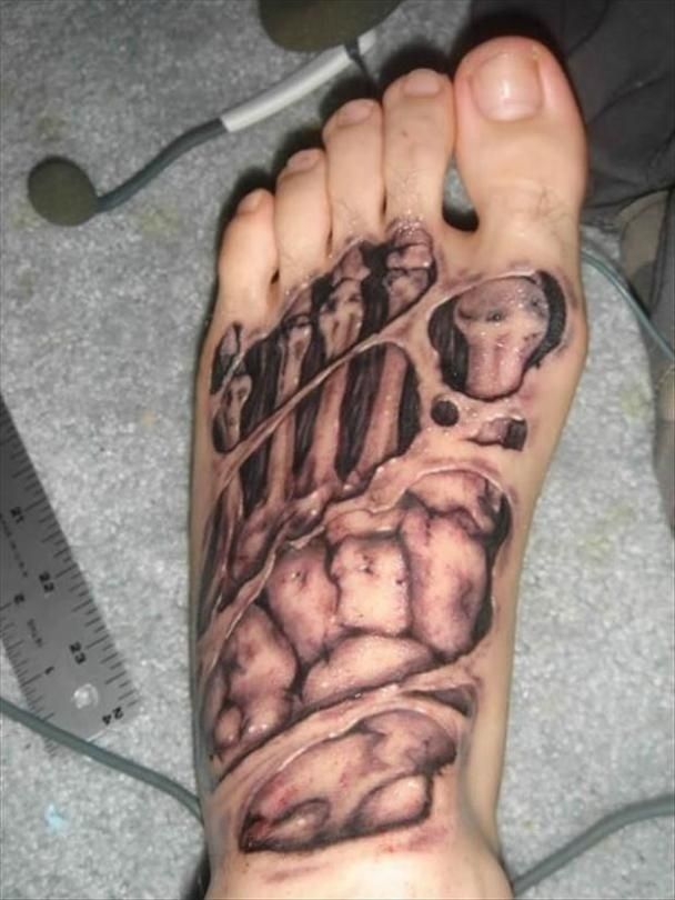 Extreme Foot Bones Tattoo