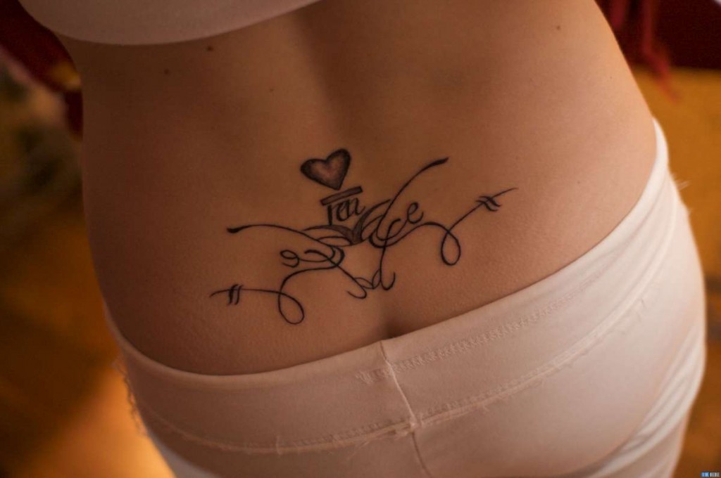 Lovely Heart Symbol Tattoo On Tailbone