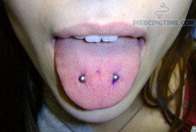 Nice Silver Barbell Rim Tongue Piercing