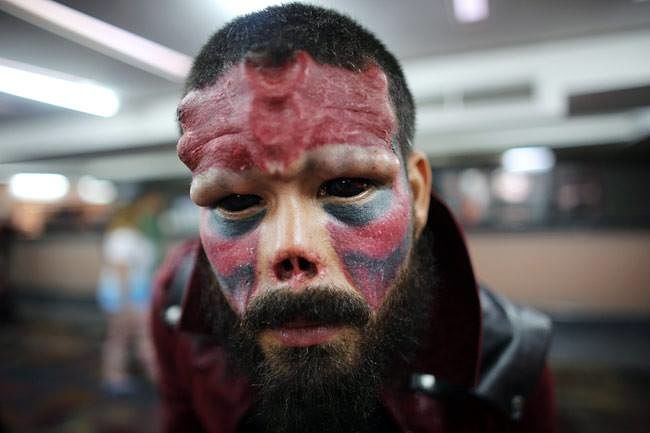 Scary Extreme Tattoo On Face