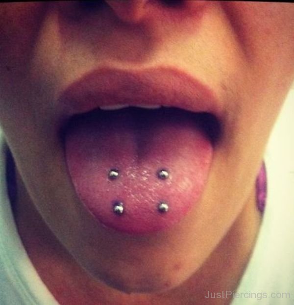 Silver Barbells Tongue Rim Piercing