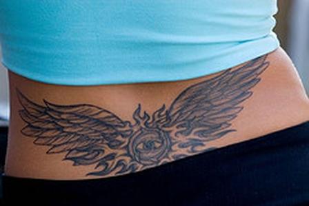 Wings Eye Tailbone Tattoo For Girls