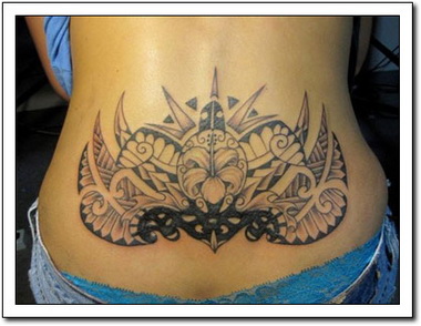 Wonderful Tribal Design Tattoo On Tailbone