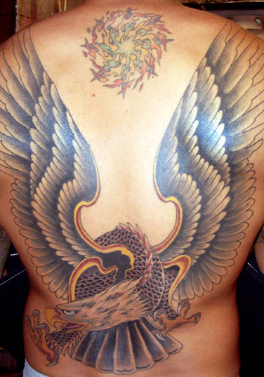 Flying Eagle Tattoo On Full Back by Ami James