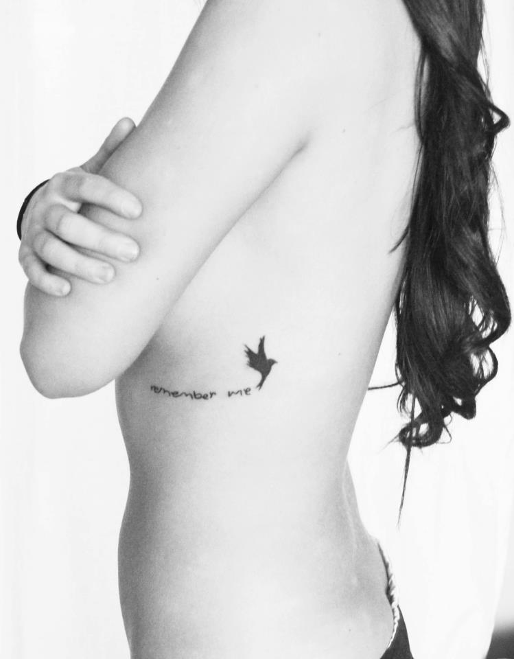 Small Remembrance Tattoo On Rib Cage