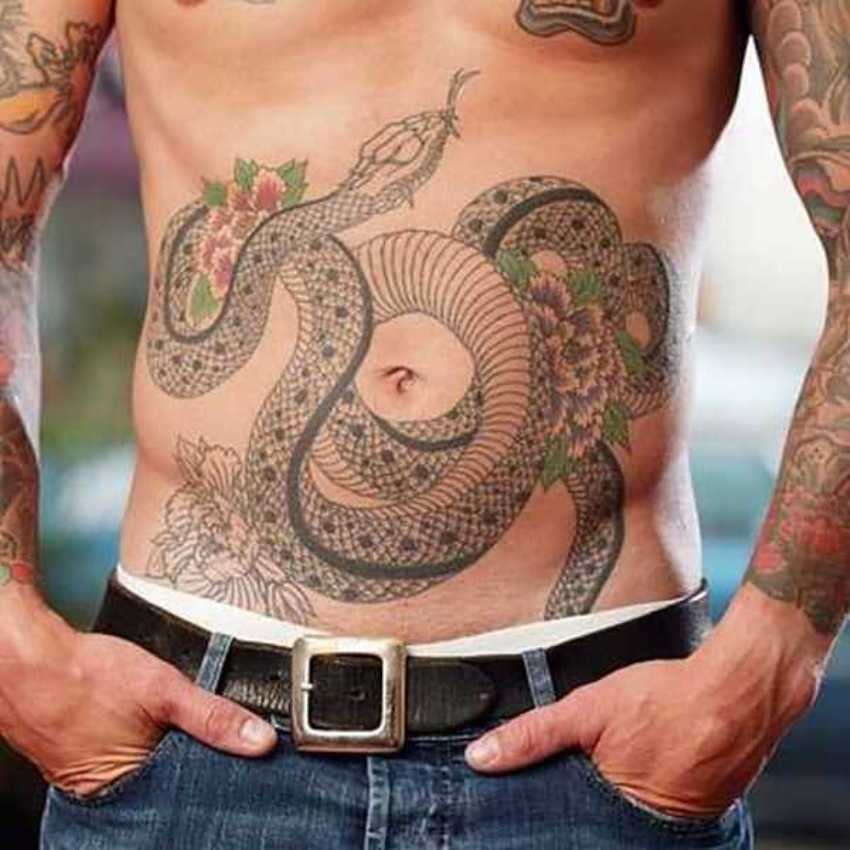 Snake Tattoo On Stomach by Ami James