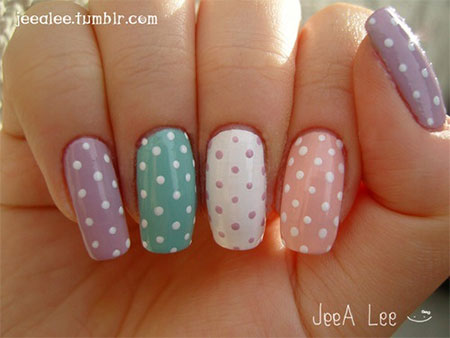 Easy Spring Dots Design Nail Art