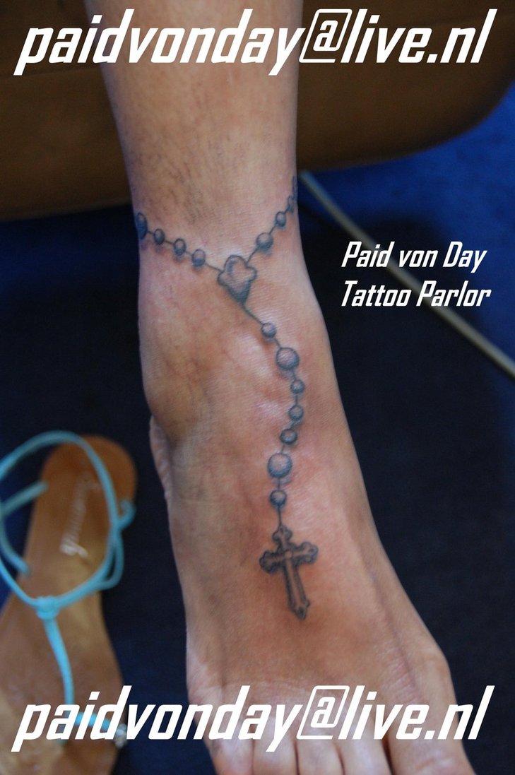 Foot Rosary Tattoo By Petercliff