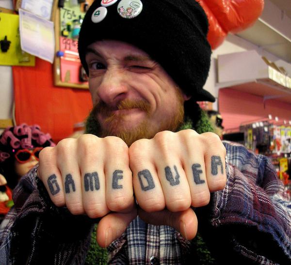 Game Over Knuckle Tattoo For Men