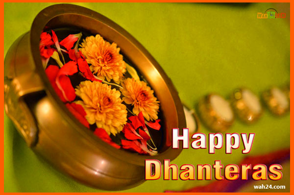 Happy Dhanteras Pot With Flowers