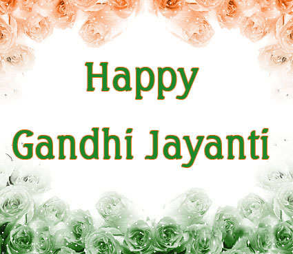 Happy Gandhi Jayanti Tri Color Flowers Picture