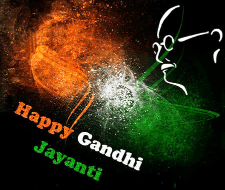 Happy Gandhi Jayanti Tri Color Picture