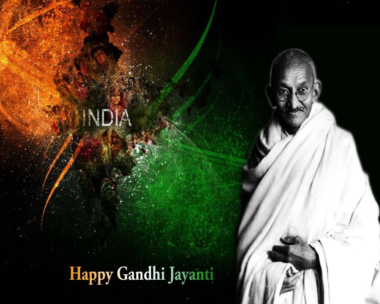 Happy Gandhi Jayanti Tri Color Wallpaper