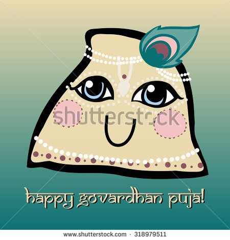 Happy Govardhan Puja Holy Mountain Govardhan Cartoon