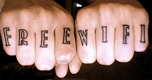 Knuckle Free Wifi Tattoo On Both Hands