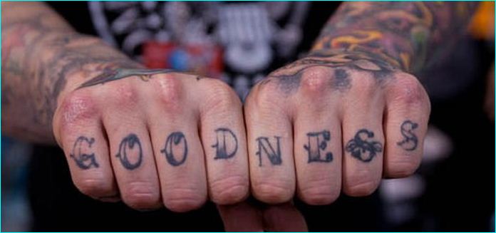 Knuckle Goodness Tattoo On Both Hands