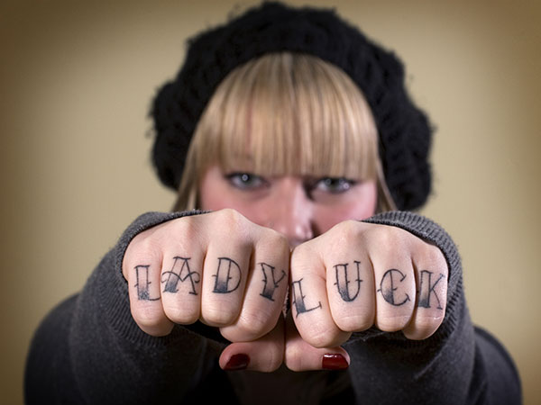 Knuckle Lady Luck Tattoo For Girls