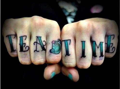 Knuckle Tea Time Tattoo For Girls