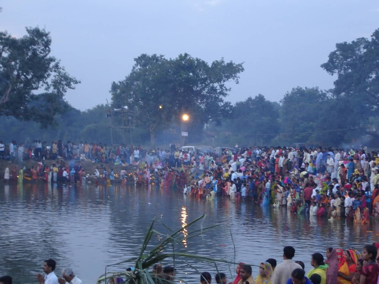 Morning Worship During Chhath Puja Celebrations