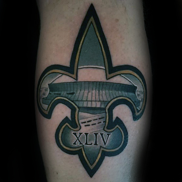 Superbowl Fleur De Lis Tattoo On Forearm