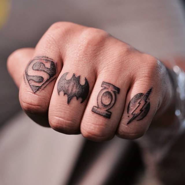 Superhero Knuckle Tattoo For Men