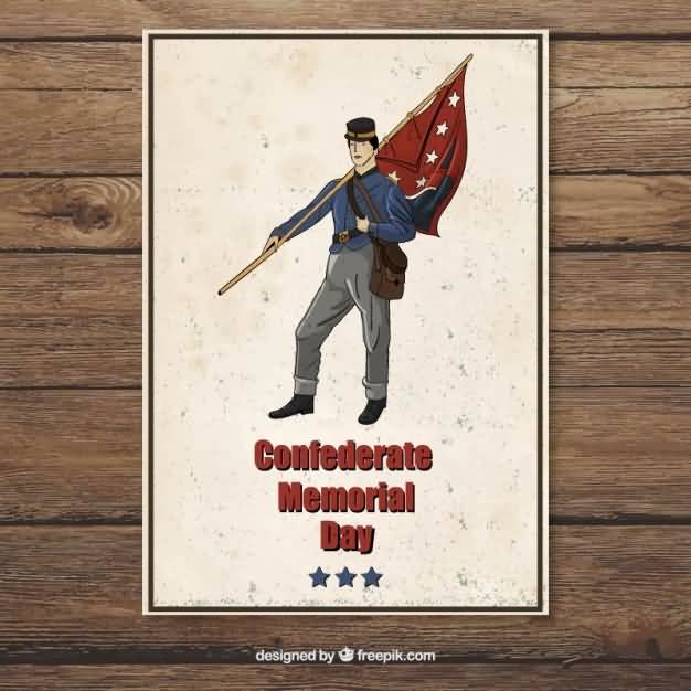 Confederate Memorial Day Man With Flag Card