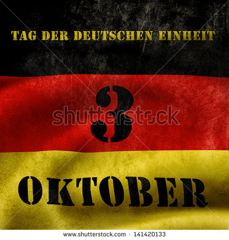 German Unity Day 3 October Flag In Background